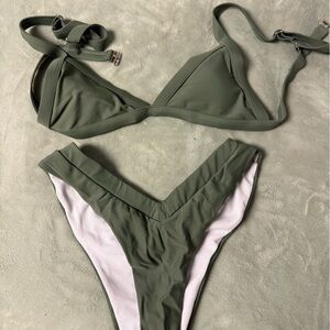 Olive Green Triangle Bikini Set